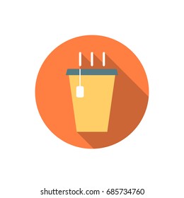 Hot tea cup flat icon on white background