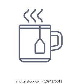 Hot tea cup flat line colored icon. Vector icon on white background