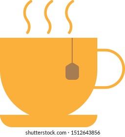 Hot tea cup flat line colored icon