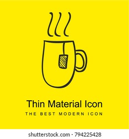 Hot tea cup hand drawn outline bright yellow material minimal icon or logo design