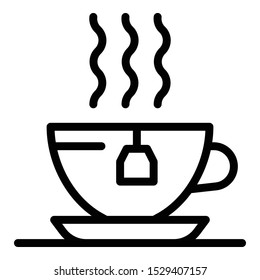 Hot tea cup icon. Outline hot tea cup vector icon for web design isolated on white background