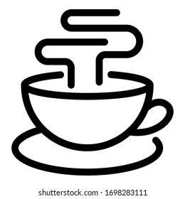 Hot tea cup icon. Outline hot tea cup vector icon for web design isolated on white background