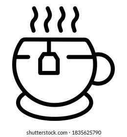 Hot tea cup icon. Outline hot tea cup vector icon for web design isolated on white background