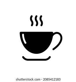 Hot tea cup icon. Solid style.