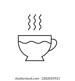 Hot Tea in Cup Isolated Outline Symbol. Perfect for using in banners, fliers, business cards, stores, shops