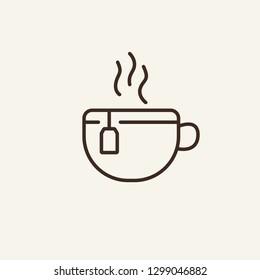 Hot tea cup line icon. Hot tea on white background. Vector illustration can be used for topics like cafe, food, drinking