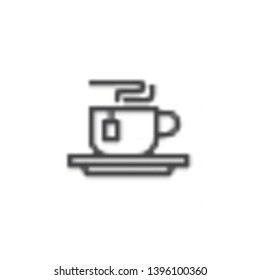 Hot tea cup line icon. linear style sign for mobile concept and web design. Tea cup with tea bag outline vector icon. Take a break symbol, logo illustration. Pixel perfect vector graphics