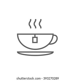 Hot tea in cup line icon.