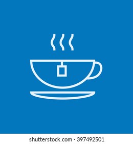 Hot tea in cup line icon.