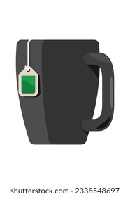 Hot tea cup. Side view. Simple flat illustration