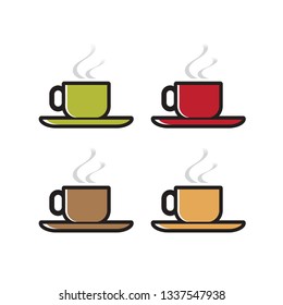 hot tea cup vector icon color variations isolated on white
