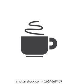 Hot tea cup vector icon. filled flat sign for mobile concept and web design. Tea cup with steam glyph icon. Break time symbol, logo illustration. Vector graphics