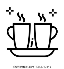 Un icono de tazas de té caliente en línea, bebidas refrescantes