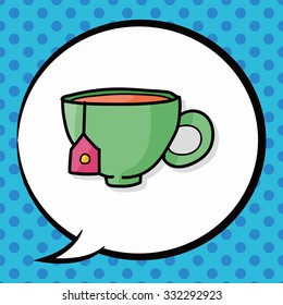 hot tea doodle, speech bubble