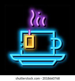 Hot Tea Drink Cup neon light sign vector. Glowing bright icon Hot Tea Drink Cup sign. transparent symbol illustration