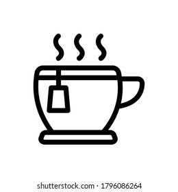 hot tea (Fast Food) icon outline vector. isolated on white background