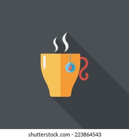 hot tea flat icon with long shadow,eps10