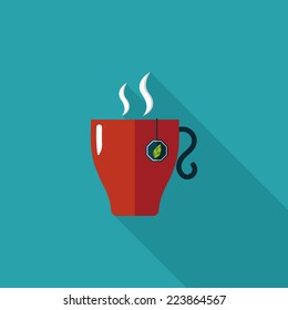 hot tea flat icon with long shadow,eps10