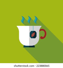hot tea flat icon with long shadow,eps10