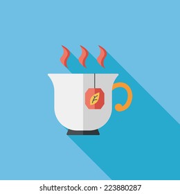 hot tea flat icon with long shadow,eps10