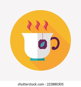hot tea flat icon with long shadow,eps10