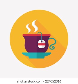 hot tea flat icon with long shadow,eps10