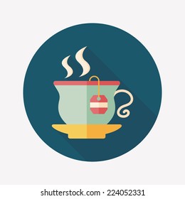 hot tea flat icon with long shadow,eps10