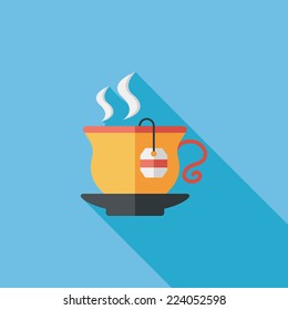 hot tea flat icon with long shadow,eps10