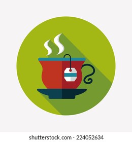 hot tea flat icon with long shadow,eps10