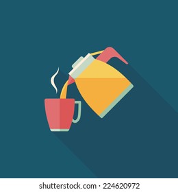 hot tea flat icon with long shadow,eps10