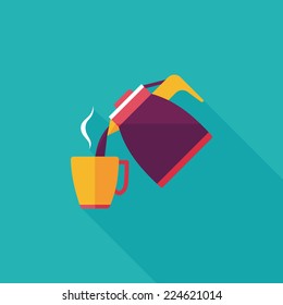 hot tea flat icon with long shadow,eps10