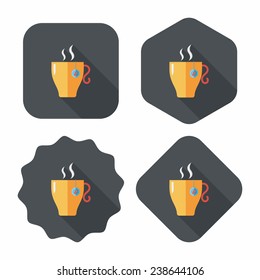 hot tea flat icon with long shadow, eps10