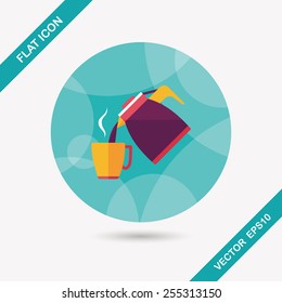 hot tea flat icon with long shadow,eps10