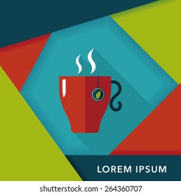 hot tea flat icon with long shadow,eps10