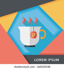 hot tea flat icon with long shadow,eps10