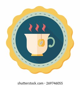 hot tea flat icon with long shadow,eps10