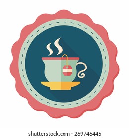 hot tea flat icon with long shadow,eps10