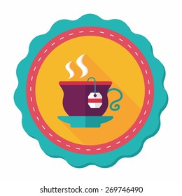 hot tea flat icon with long shadow,eps10