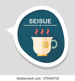 hot tea flat icon with long shadow,eps10