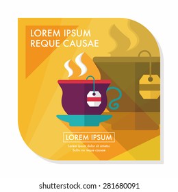 hot tea flat icon with long shadow,eps10