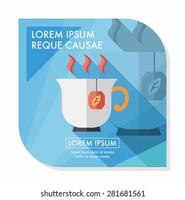 hot tea flat icon with long shadow,eps10
