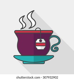 hot tea flat icon with long shadow,eps10