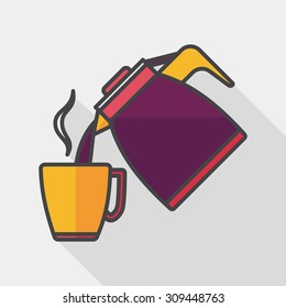 hot tea flat icon with long shadow,eps10