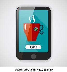 hot tea flat icon with long shadow,eps10