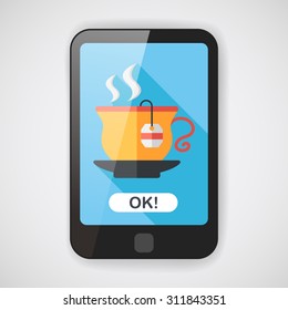 hot tea flat icon with long shadow,eps10