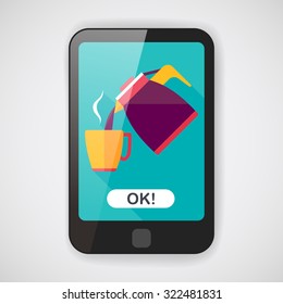 hot tea flat icon with long shadow,eps10