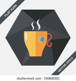 hot tea flat icon with long shadow,eps10