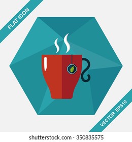 hot tea flat icon with long shadow,eps10