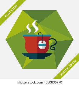 hot tea flat icon with long shadow,eps10