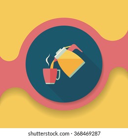 hot tea flat icon with long shadow,eps10